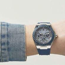 Guess Men's Quartz Watch, Quartz Movement, Stainless Steel Case, Rubber Strap, Water Resistant, Suitable For Daily Occasions And Events W1049G1/W1049G2/W1049G3/W1049G5/W1049G6/W1049G7/W1049G9 - Silver - View 7