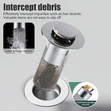 Universal Bathroom Sink Hair Catcher & Drain Strainer - Stainless Steel Pop-Up Stopper With Fine Mesh Basket, Anti-Clog Filter For Hair & Soap Scum, Easy Install & Clean, Fits Most Sinks - 1pc - 查看 2