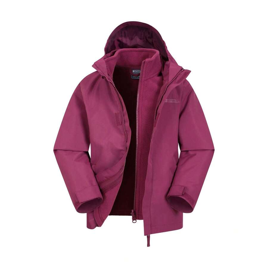 Mountain Warehouse Childrens/Kids Fell 3 In 1 Water Resistant Jacket (Grape) - 100% Polyester - (MW2472) - Purple - View 1