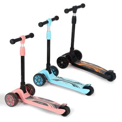 OYAJIA 3 Wheel Kids Scooter, Kick Scooter With Foldable/Removable Seat, Light-Up LED Wheels, Adjustable Handlebar, Lean To Steer, Ideal For Toddlers Boys And Girls Age 3+ Pink/Blue/Black(Conversion Of Kinetic Energy Into Electrical Energy)