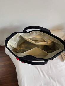 حقيبة يد جلدية سويدية ذات مقبضين مزينة بطباعة الحروف، حقيبة كاجوال كبيرة السعة مريحة وناعمة، مناسبة للنساء للعمل والتنقل والتسوق والجامعة