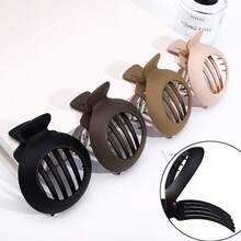 4pcs Matte & Glossy Leopard Print & Solid Color Round Hair Clips Set, Women Daily & Occasion Bun, Half-Up Hairstyle Essential Hair Accessories, Fitting Head Shape Design, Minimalist Retro Niche Hair Clips