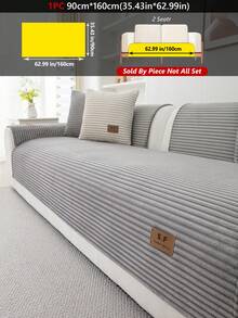 1PC Flannel Sofa Cushion With SF Leather Label, Anti-Slip Stripe Seat Pad. Protects 1 To 4-Seater Couches, Machine Washable, All-Season Use. - Multicolor - View 18