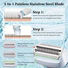 Electric Shaver Razor For Women, 2in 1 Lady Shaver Rechargeable For Women Legs Face, Cordless Bikini Trimmer With Detachable Head, Wet/Dry Use Mother'S Day Gift