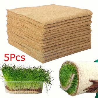 5pcs Jute Planting Mats, Natural Grow Mats For Growing Miniature, Miniature Growing Tray Hydroponic Mats, Wheatgrass Sprouting Indoor Sprouting Kit