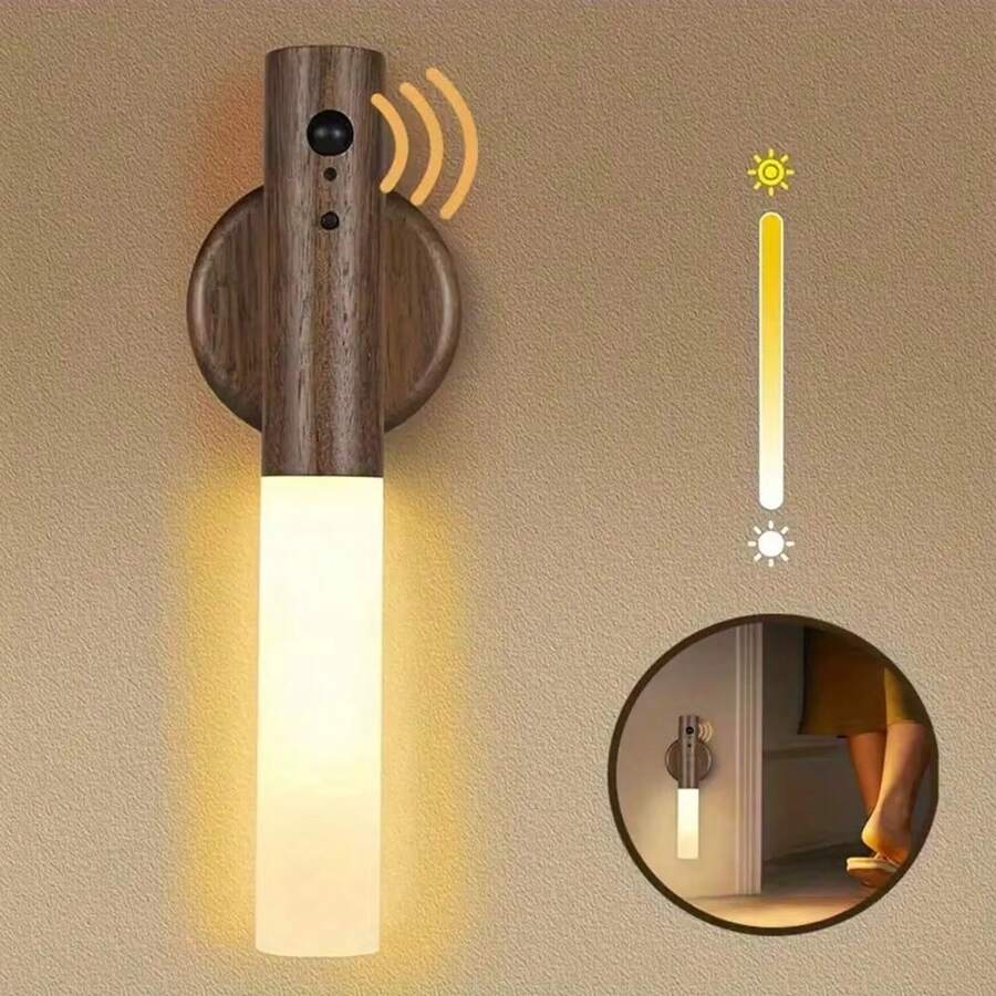 Decorative And Rechargeable LED Light With USB Bivolt And Motion Sensor - D.K.L - Dark Wood - View 1