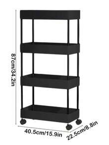 Carrito Metálico Multifuncional de 3 Niveles, Organizador Práctico y Duradero - Negro - Ver 5