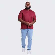 Men's Plus Size Cotton Polo Shirt - Burgundy - View 4