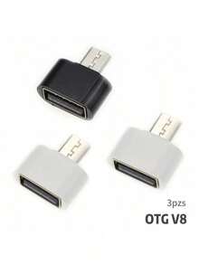 3 Pcs V8 Micro-USB OTG Adapter, V8 Male To USB Female Adapter - Multicolor - View 1