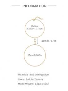 EleRunis 1PC 925 Sterling Silver Dainty Four Leaf Clover Ring Bracelet Hand Chain For Women Dainty Cubic Zirconia Bracelet And Ring Chain Body Jewelry Daily Wear Wedding Party Engagement Anniversary Valentine's Day