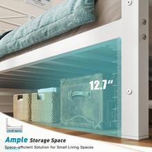 EnHomee 54" LED Bed Frame With Tall Headboard & Footboard Metal Bed Frame With Under Bed Storage No Box Spring Needed,Noise-Free, Christmas Decor, Furniture House Decor, White - Xem 4