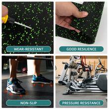 4'x10' Heavy Duty Rubber Yoga Exercise Mat For Men And Women 1/4" Thick For Gym & Floor Workouts Home Non-Slip Gym Flooring For Weightlifting, Jump Rope, MMA, Yoga, Cardio, Stretch, Plyo, HIIT - Màu xanh lam - Xem 3