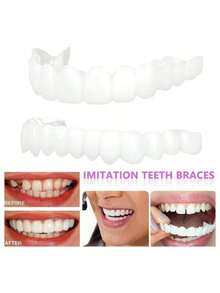 Prótesis dentales temporales Carillas ultrafinas: fórmula de resina autoadhesiva para una sonrisa brillante al instante. Se adapta sin esfuerzo a las bocas sensibles de adolescentes y adultos. Adecuadas para prótesis dentales, dientes temporales, fundas dentales, prótesis dentales para mujeres y dientes. Las prótesis dentales Smile ayudan a ocultar los dientes desalineados, descoloridos, faltantes o astillados. Cómodas de llevar en cualquier ocasión. Aumentan al instante su confianza con una sonrisa radiante. Prótesis dentales con adhesivo termofusible. - Blanco - Ver 8