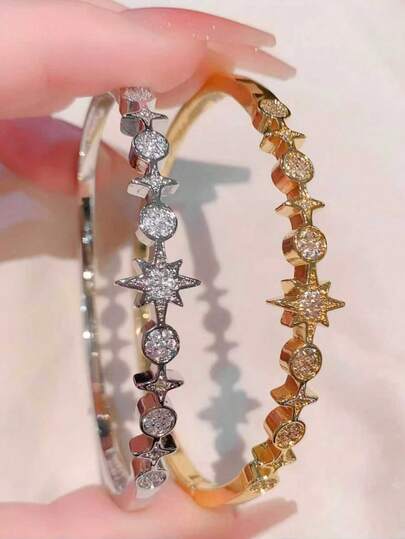 سوار أنيق متعدد الاستخدامات بحجر الزركونيا على شكل سداسي، مناسب كهدية