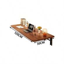 Mesa Escritorio Plegable Pared, Escritorio Flotante, Placa Engrosada, Estructura Estable, Fcil de Cuidar, Escritorio Plegable, para Oficina, Cocina, DormitorioWhite, 60 * 24CM - Color nogal + 120*30CM - Ver 3