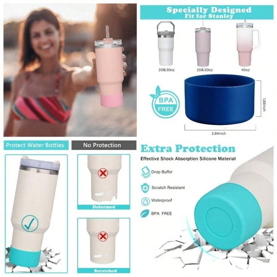 Silicone Boots Adventure 40oz Tumbler With Handle IceFlow 30oz 20oz, Protective Bottle Bottom Sleeve, Non - Slip Sport Bottle Accessories 2Lakeblue - 2深藍 - 查看 1