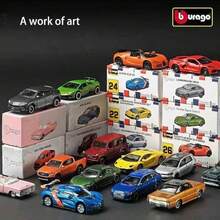 Burago 官方授權正版 1/64 比例合金車模 Mercedes-Benz Ford Cadillac Chevrolet 逼真壓鑄金屬小車模型 裝飾迷你收藏車模 - 保時捷 Taycan Turbo S-白色 - 查看 9