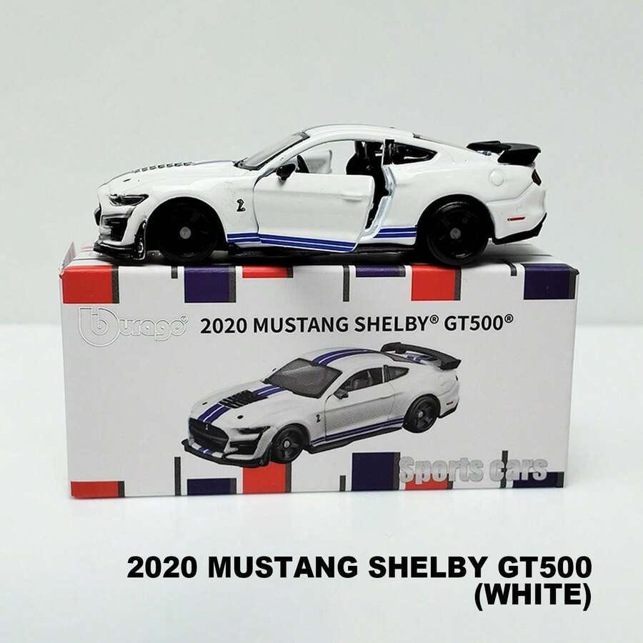 Burago 官方授權正版 1/64 比例合金車模 Mercedes-Benz Ford Cadillac Chevrolet 逼真壓鑄金屬小車模型 裝飾迷你收藏車模 - 2020年野馬Shelby GT500-白色 - 查看 1