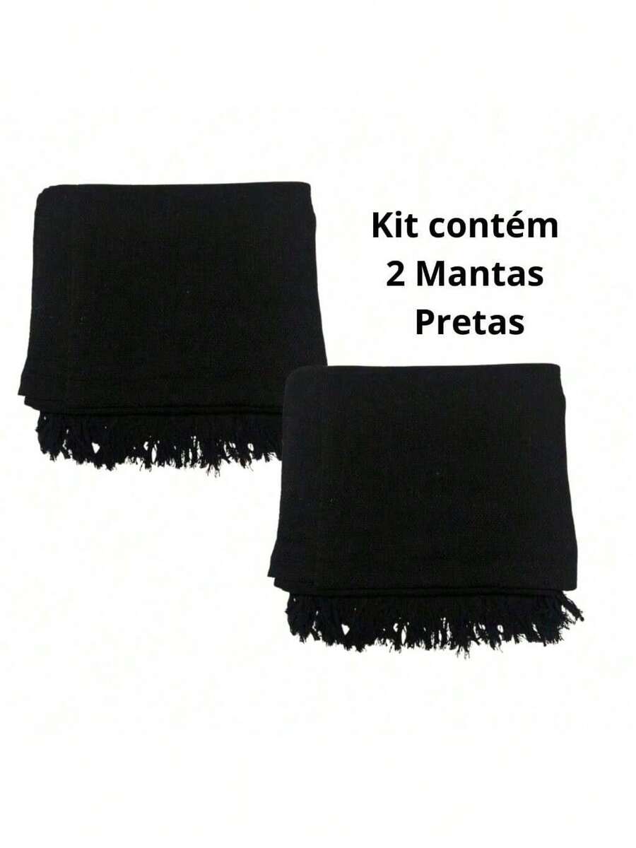 Kit Of 2 Blankets For Giant Luxury Sofa 120x210 Decorative Protective Sofa Cover - Black - View 1