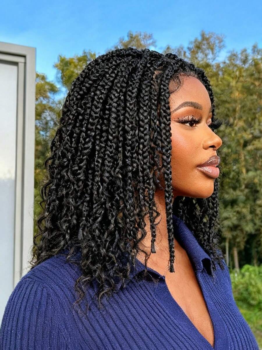 200% Density Handmade Braided Lace Front Wig, Beautiful & Stunning Bohemian Braided Hairstyle, Ideal For Everyday Wear - Multicolor - View 1