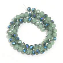 1 pieza de cuentas de cristal facetado de vidrio verde semielectroplateado de 4 mm/6 mm/8 mm, moda clásica de colores brillantes para hacer joyas, decoración navideña, manualidades, pendientes, pulseras, tobillos, collares, decoración de árbol de Navidad, decoración festiva, decoración de boda, decoración de ventanas, accesorios de ropa y bolsos