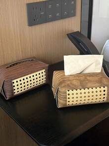 Cutie de șervețele vintage din ratan pentru birou, suport pentru șervețele pentru decor acasă pentru masă, dormitor, sufragerie, măsuță de cafea