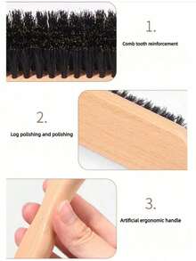 木制鬃毛刷 - 宽马毛设计，适用于平滑马尾辫、发髻和胡须造型，边缘控制，便携耐用，男女通用，无需电力，美发工具，天然木柄，光滑鬃毛，女士发刷，抛光发刷，女士抛光发刷，防毛躁刷，顺滑后梳发刷，顺滑后梳发刷，女士发蜡，防毛躁发刷，Rifa 发刷 - 彩色 - 查看 6