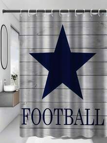 Conjunto de cortina de chuveiro com estampa de estrela de futebol, 1/3/4 peças, à prova d'água, lavável, para decoração de banheiro, com cortina de privacidade para janela, acessórios para banheiro, tecido de poliéster à prova d'água, tapete de banho antiderrapante, tapete higiênico em formato de U, divisória de banheiro, acessórios decorativos, decoração moderna para sala de estar, cortina suspensa, adequada para decoração de casa, decoração de banheiro, decoração de Natal, decoração para feriados e do dia a dia