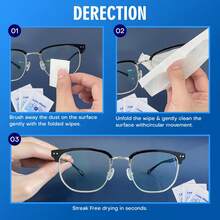 100-Count Disposable Eyeglass Cleaning Lens Wipes - Moist, Individually Wrapped Lens Cleaner For Eyeglasses, Fashion Eyewear, Phone Screens, Electronics, And Camera Lenses - Easy To Carry, Eyeglass Cleaner, Screen Cleaning, Compact Design, Durable Packaging, Screen Protector, Cleaning, High-Quality Lens Wipes, Screen Protector, Tech Enthusiast - 100 tablets per box - View 6