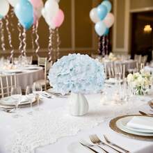 48/60pcs Light Blue Artificial Hydrangea Flowers With Stems, Silk Faux Hydrangea Heads For Coastal Home Decor & Beach DIY Projects - 湖藍色 - 查看 4