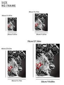 Impression sur canevas d'art inspirée du graffiti de David de Michel-Ange - Affiche moderne sans cadre dans un style art déco en orientation portrait pour la décoration intérieure - Œuvre d'art pour le salon, la chambre, le bureau à domicile - Décoration murale à l'encre