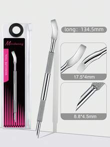 Empujador de cutículas oblicuo de doble cabeza de acero inoxidable de alta calidad, mango mate antideslizante, herramienta de manicura para limpieza de uñas y cuidado de cutículas