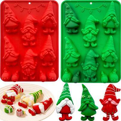 Various Styles Christmas Silicone Mold For Baking, Christmas Gnome Candy Chocolate Molds For Mini Cakes, Handmade Soap, Chocolate, Jello, Candy And Candles,With Christmas Bell Shape Silicone Molds