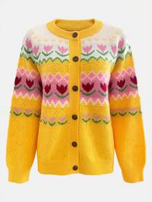 Große Größen Koreanischer Stil Weihnachten Lässig Boho Urlaubs-Party Vintage Strickjacke Frauen Old Money Stil Süß Flughafen Streetwear Country Konzert Ausgehen Oberteile Cosplay Halloween Kostüm Halloween 2025 Sexy Hexe Kostüm Ausgehen Herbst Frauen Schulanfang Y2K Country Konzert Herbst Winter Für Frauen Goth Steampunk Frauen Boho Urlaubs-Party Fair Isle Jacquard Rundhals Knopf Locker Gemütlich Pullover Strickjacke