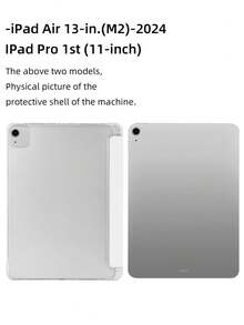 1pc Transparent Pencil Slot 3-Fold Gray Fuzzy Striped Painted Flat Protective Case, Built-In Pencil Slot, 3-Fold Stand, TPU Soft Edge Anti-Fall Wear-Resistant, Magnetic Sleep/Wake, Minimalist/Creative/Personalized/Fun/Cute/Niche IPad 3-Fold Tablet Case With Pencil Slot