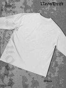 NeonDrift Halloween, Christmas, Thanksgiving Gifts: Men's Long-Sleeve T-Shirt, 250g Cotton Graphic T-Shirt, Men's Fashionable Hip-Hop Style - Long-Sleeve T-Shirt, Funny Vintage Shirt, Regular Fit, Street Style, Digital Printing, Ideal Gift - 白色 - 查看 3