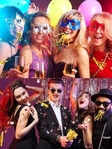 6/12/24/48 pièces Bruiteurs dorés Bruiteurs pailletés Bruiteurs à franges métalliques pour adultes Anniversaire Remise des diplômes Événements sportifs Fête du Nouvel An 2025 Fournitures de fête