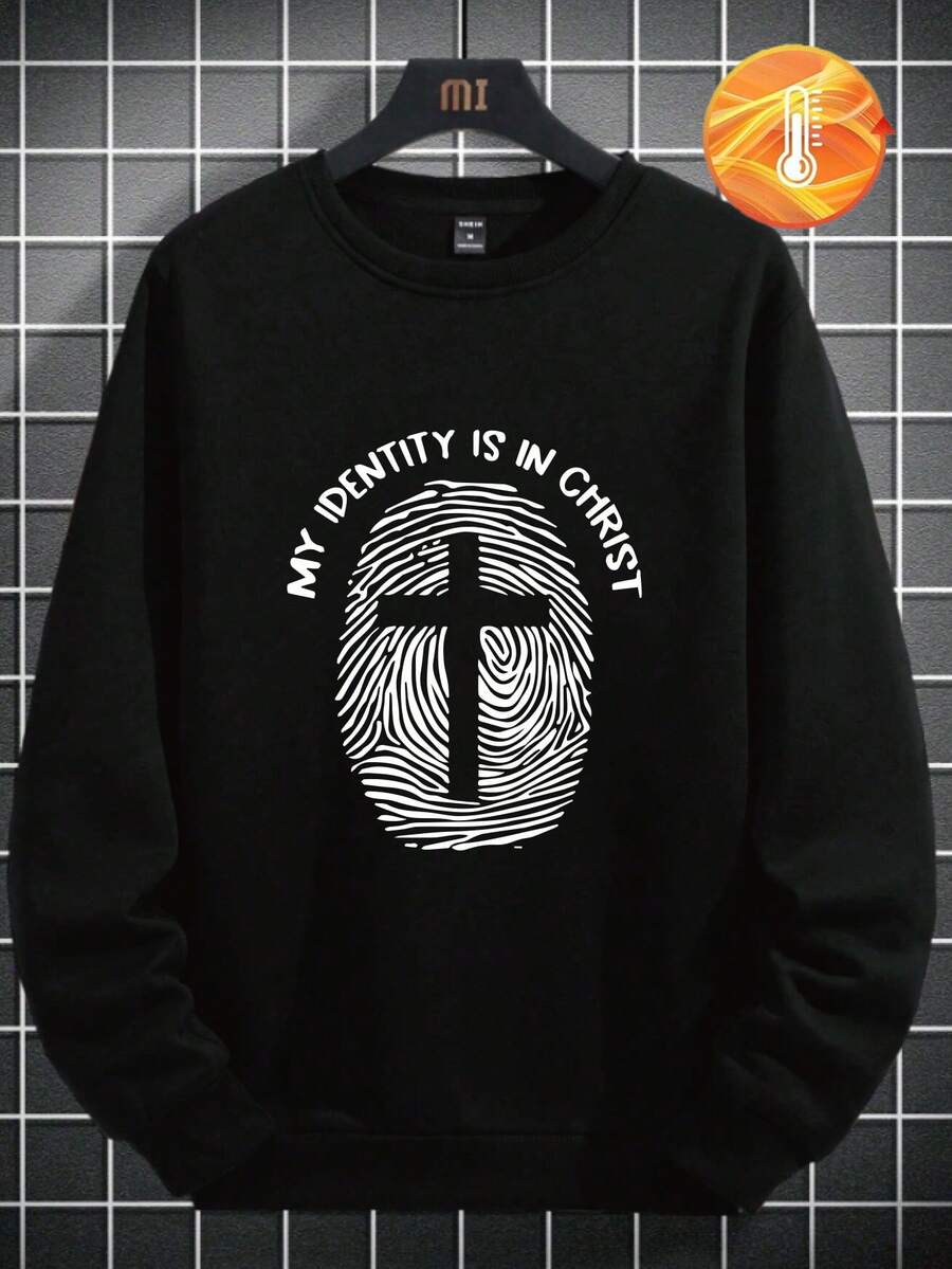 Herren Große Größen Lässig Rundhals Sweatshirt, Text- und Muster, Urban Street Style, geeignet für Läss, Sport, Wochenenden, Frühling, Sommer, Herbst, Winter