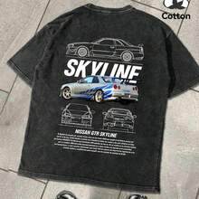 Men's Casual Crew Neck Short Sleeve T-Shirt With Vintage Car Print, Commuter Everyday Wear