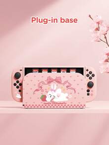 1pc Pink Heart, Rabbit & Bow Design Protective Case Compatible With Nintendo Switch/Switch 2 (2025)/Switch NS/Switch OLED, Accessories Compatible With Switch Gaming Console, Full Set Including Storage Pouch, Card Slot Base, Best Gift Compatible With Switch Players - Multicolor - View 9