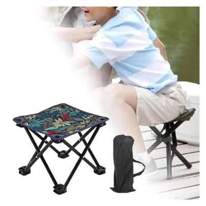 超轻便携式折叠露营凳，带储物袋和侧袋 - 耐用不锈钢框架，快速安装，非常适合露营、钓鱼、户外活动和背包旅行，蓝色网状座椅，黑色织物罩，紧凑设计，易于运输，旅行凳 | 紧凑型凳子 | 坚固的结构，露营小工具