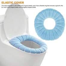 Ultra-Soft Pumpkin Toilet Cover Cozy Plush Seat Stretchy Elastic Toilet Lid Cover Cute Bathroom Decor - 藍色 - 查看 2