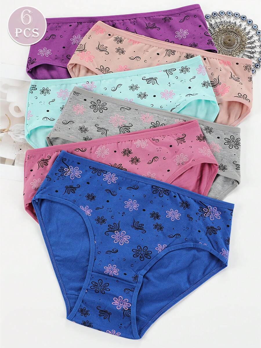 6-Pair Simple And Soft High-Waist Fashionable Daily Comfortable Women's Triangle Underwear - Multicolor - View 1