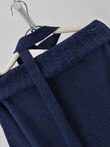 女士灰色露肩毛衣，修身剪裁，精致针织上衣，质感优质，秋冬 - 藏青色 - 查看 10