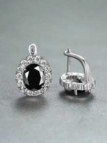 1 Pair Gorgeous Cubic Zirconia Hoop Earrings For Women For Wedding Engagement Anniversary Party Jewelry Valentine's Day Gift