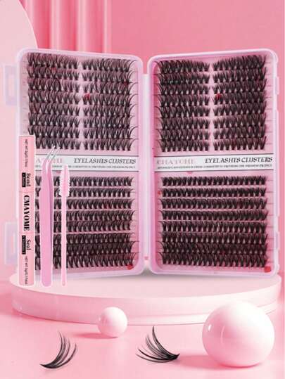 608PCS Clusters D Curl 30D+40DIndividual Eyelashes With Bond And Seal And Tweezers Tools For Beginner, Professional, Soft And Natural Look Wispy Lash Extensions Set, DIY At Home Segmented Lashes Book, Fluffy Thick Large Capacity 10-16MM Mixed Style High Capacity Lashes With Bond And Seal, Tweezers, Easy To Use, Long Lasting Fake Eyelashes Kit, Dense False Lash Suitable For Daily Outings, Travel, Photography, Gatherings, Weddings, And Makeup