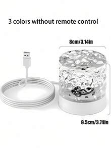 1 Piece Of Dreamy Round Glass Ripple Light Water Ripple Rotating Projector Light, Featuring Multi-Color Modes, A Versatile Ambient Projection Night Light, And The Perfect Romantic Gift For Birthdays And Festivals. Suitable For Large Holidays Such As Halloween, Christmas, Thanksgiving, Easter, Valentine's Day, - Circular Glass Water Pattern - View 10