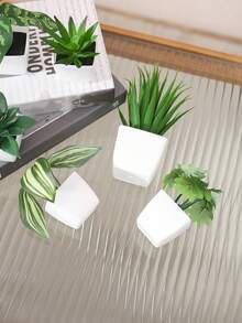 1pc/6pcs Artificial Mini Green Plant Potted Decor, For Home Living Room Dining Table Center, Windowsill, Office Desk Ornament, Mother's Day, Wedding Party Decoration