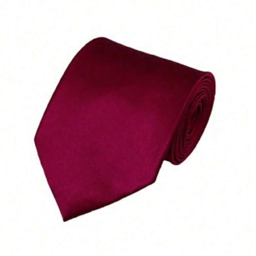New Hot ! Solid Color Plain Classic Necktie Men's Tie,ZXCFTE - 57-覆盆子 - View 1
