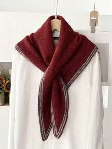 قطعة واحدة وشاح/شال مثلث من خليط الصوف المحبوك دافئ وعملي للنساء، مناسب للمواعيد والتسوق والخروجات اليومية